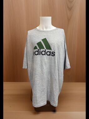 Adidas T-Shirt Mens XL Gray Green Logo Athletic Workout Gym Casual Streetwear
